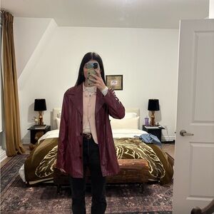 Women's Burgundy Leather Jacket